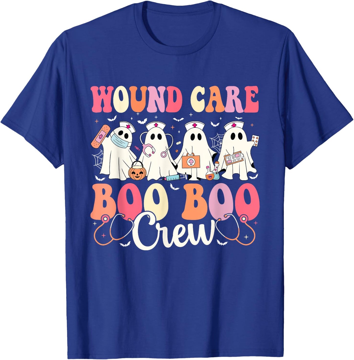 Wound Care Nurse Boo Boo Crew Ghost Halloween Wound Care T-Shirt - T-Shirt | Royal