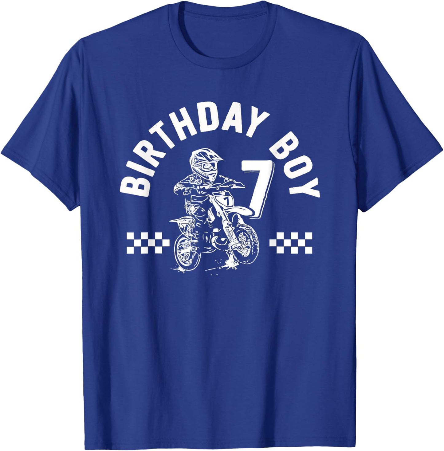 Kids 7 Years Old Dirt Bike Birthday Boy Motorcycle T-Shirt - T-Shirt | Royal