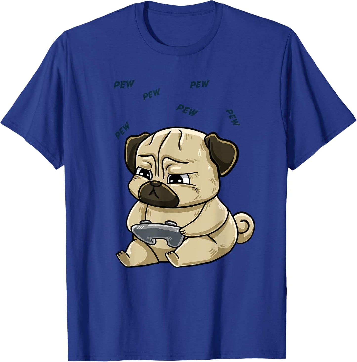 Gaming Pug Pew Gamepad Cute Hobby Dog Video Game Player Gift Men Women Girls Kids T-Shirt - T-Shirt | Royal