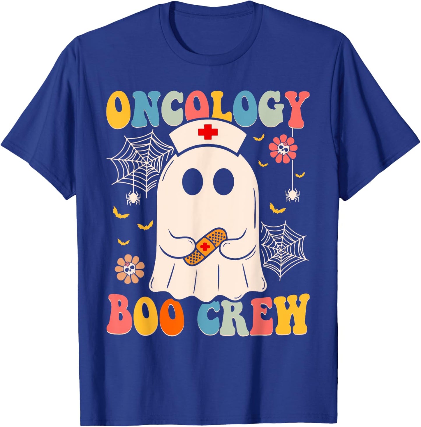 Groovy Oncology Boo Crew Nurse Funny Ghost Halloween Nurse T-Shirt - T-Shirt | Royal