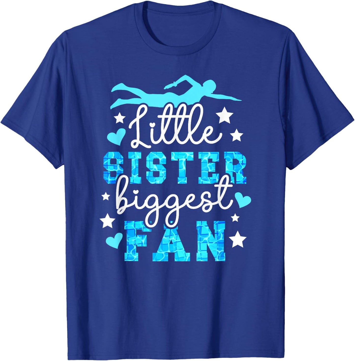 Little Sister Biggest Fan Swim Sister Of A Swimmer Sister T-Shirt - T-Shirt | Royal