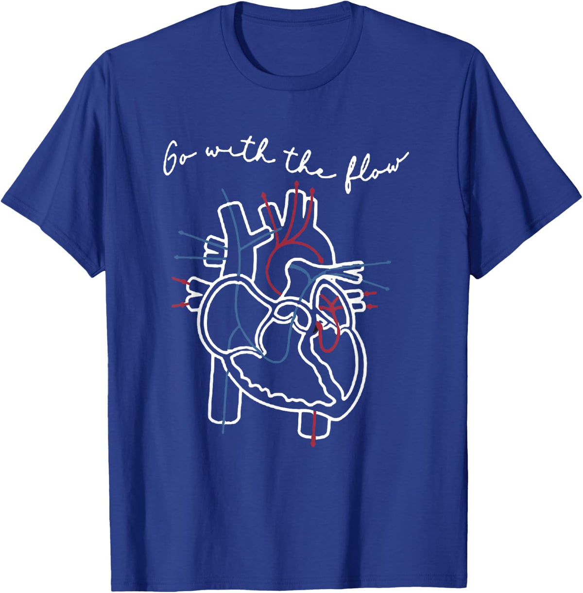 CVICU Cardiac Nurse Anatomy Cardiology Human Heart Flow T-Shirt - T-Shirt | Royal