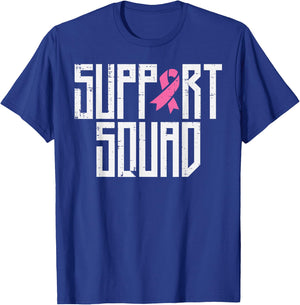 Support Squad Pink Ribbon Family Breast Cancer Awareness T-Shirt - T-Shirt | Royal