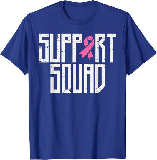 Support Squad Pink Ribbon Family Breast Cancer Awareness T-Shirt - T-Shirt | Royal
