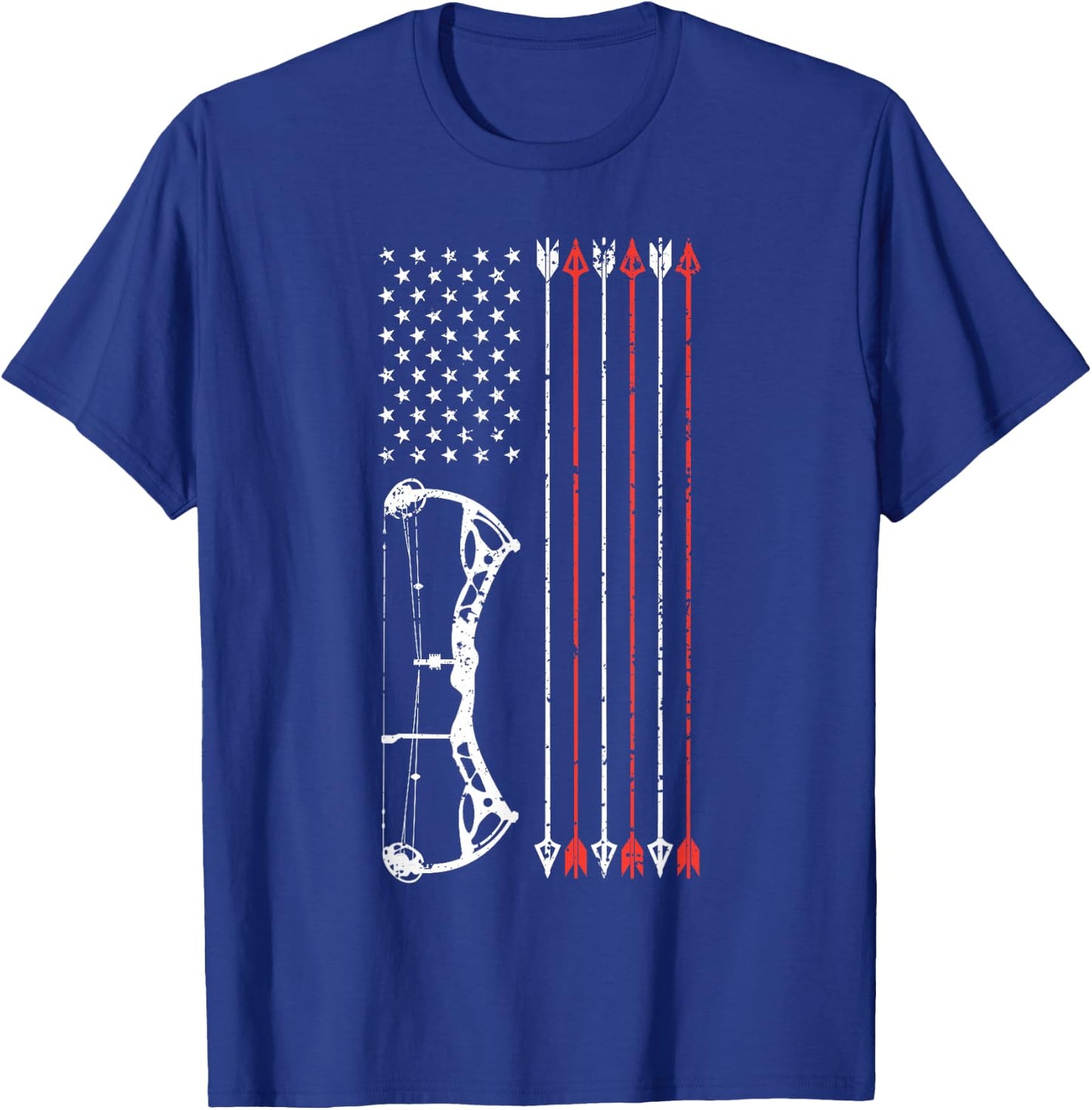 American Flag Hunter Archery Women Men Bow Hunting T-Shirt - T-Shirt | Royal