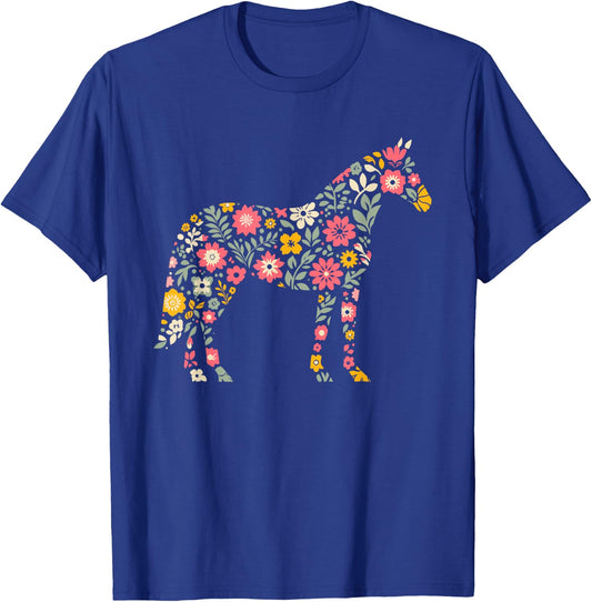 Floral FLower Horse Mom Grandma Mothers Day T-Shirt - T-Shirt | Royal