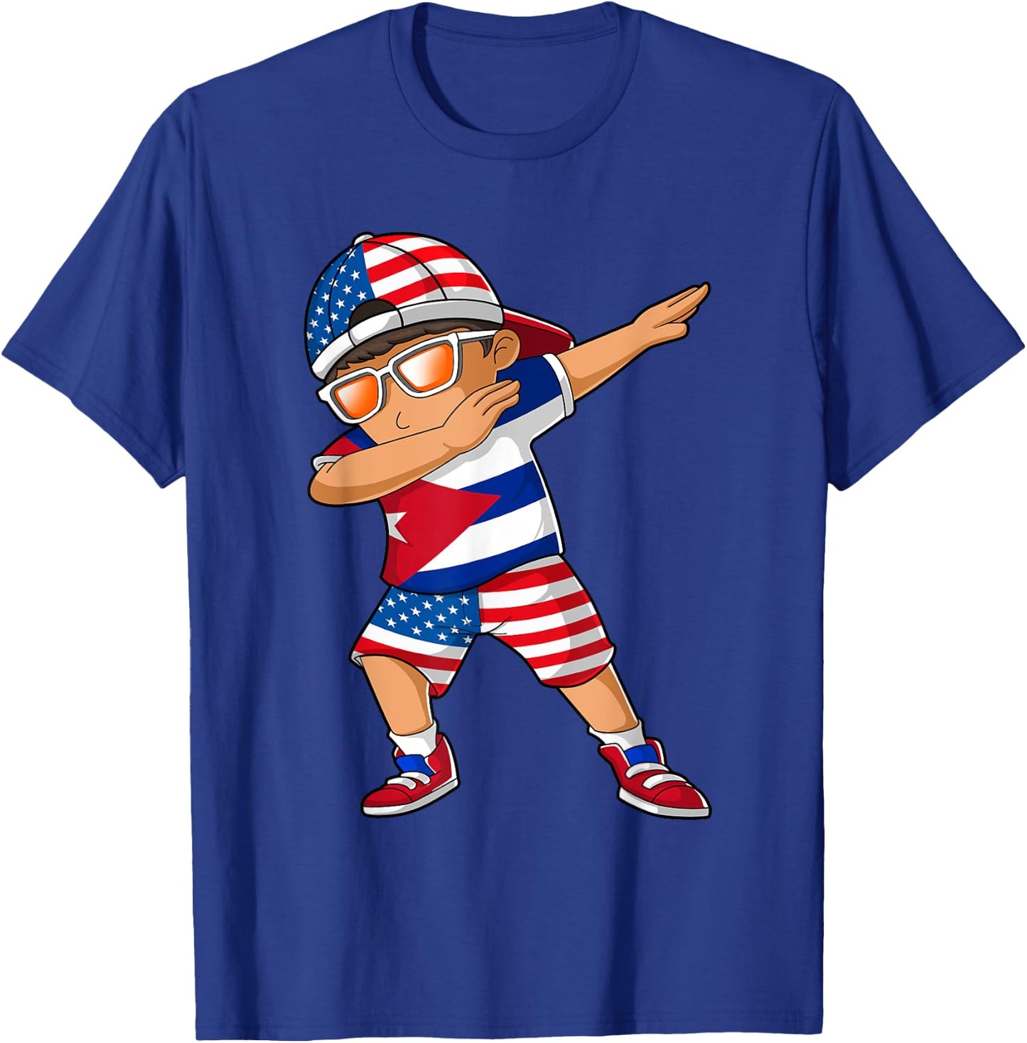 Half American Half Cuban Boy Kid Cuba Flag Patriotic T-Shirt - T-Shirt | Royal