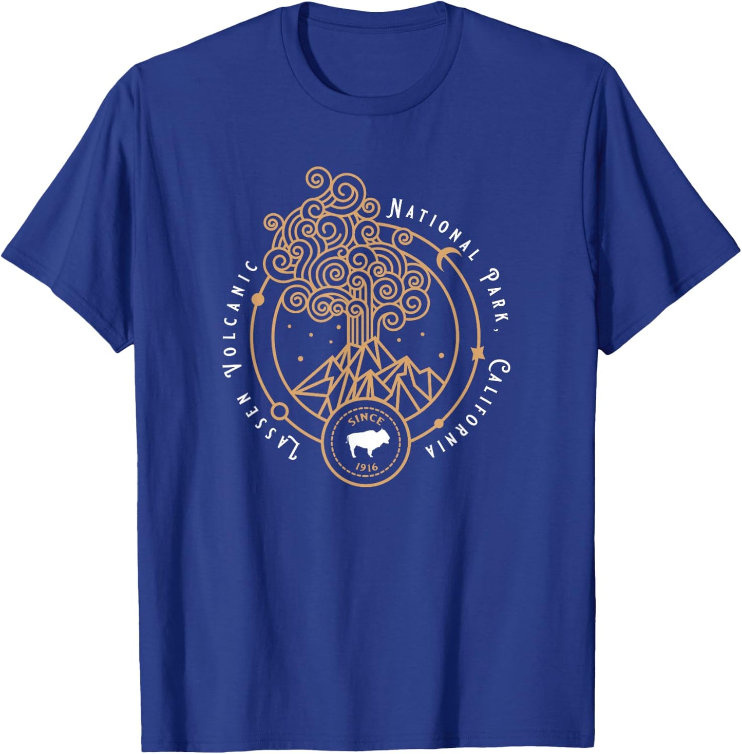 Lassen Volcanic National Park Art Bison Volcano Mountain T-Shirt - T-Shirt | Royal