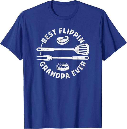 Best Flippin Grandpa Ever Funny BBQ Grilling Smoking T-Shirt - T-Shirt | Royal