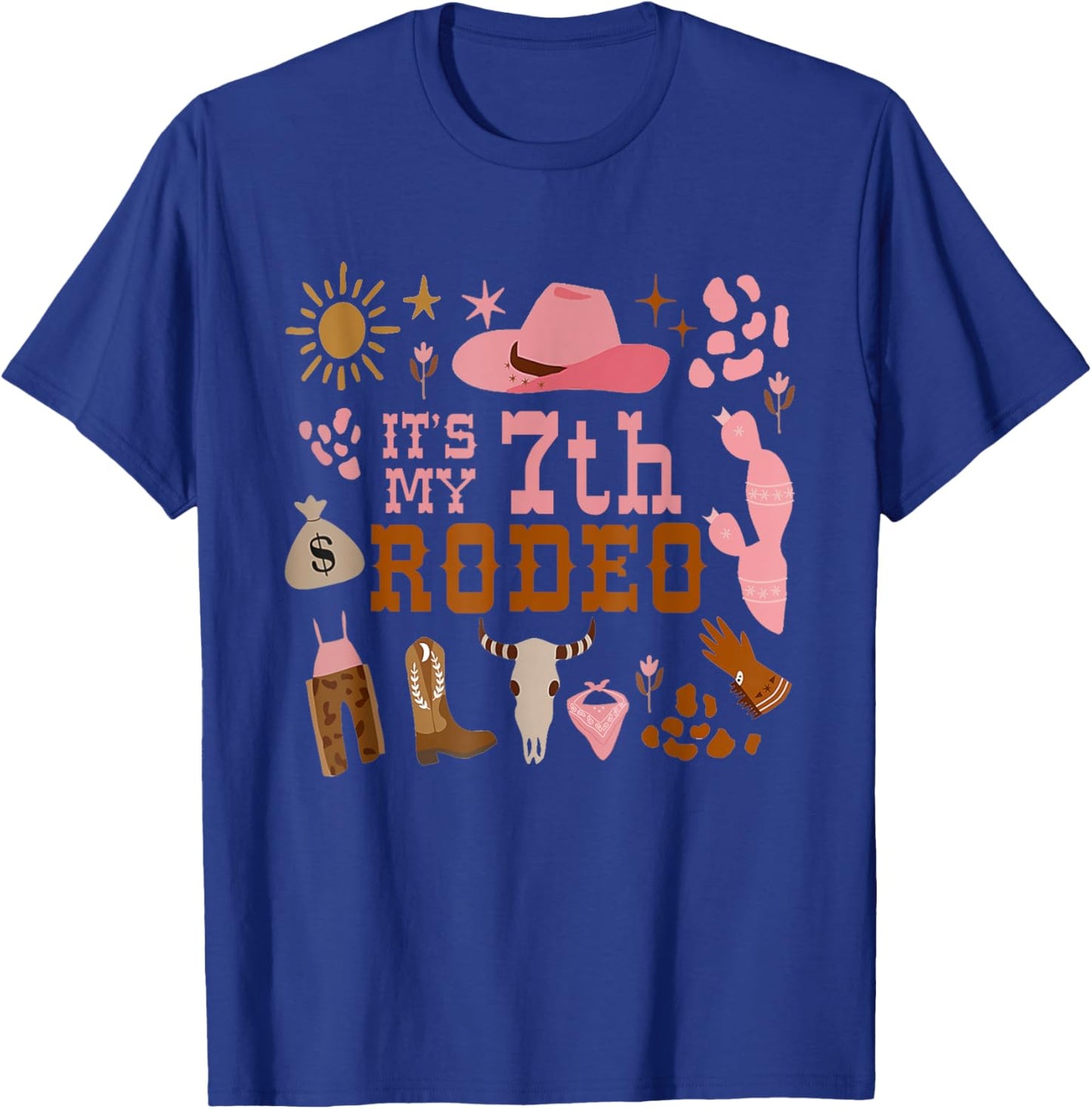 It's My 7 Year Old Shirt 7th Birthday Rodeo Cowgirl T-Shirt - T-Shirt | Royal