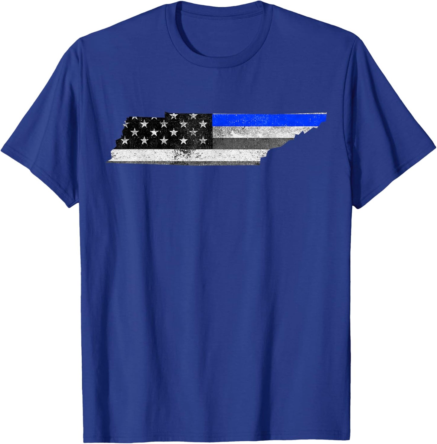 Tennessee Police Thin Blue Line USA Flag Map Shirt T-Shirt - T-Shirt | Royal