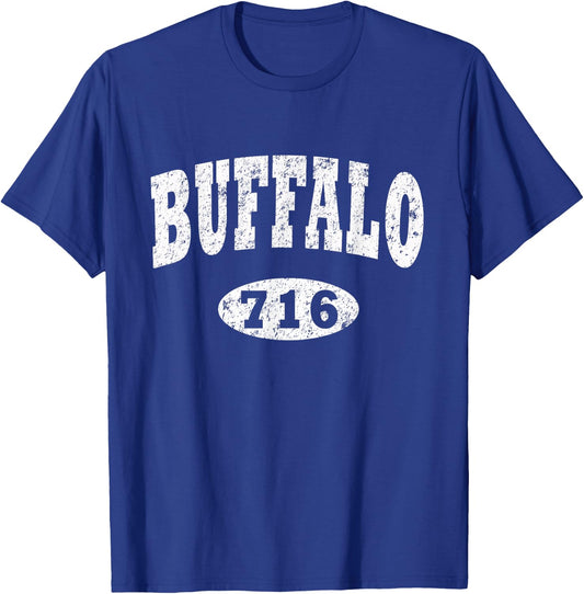 Buffalo 716 Shirt. Vintage BFLO WNY Distressed B-Lo T-Shirt - T-Shirt | Royal