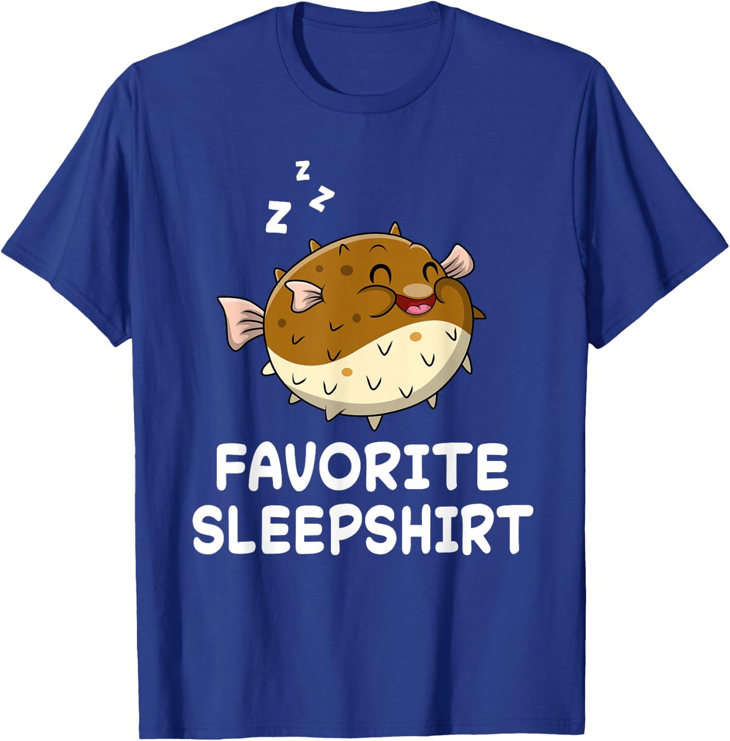 Pufferfish Puffer Fish Nap Sleeping Sleep Pajama Nightgown T-Shirt - T-Shirt | Royal