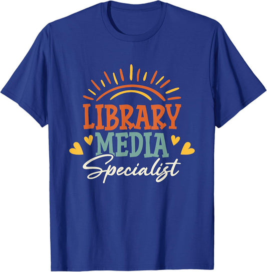 School Library Media Specialist, Librarian Media Specialist T-Shirt - T-Shirt | Royal