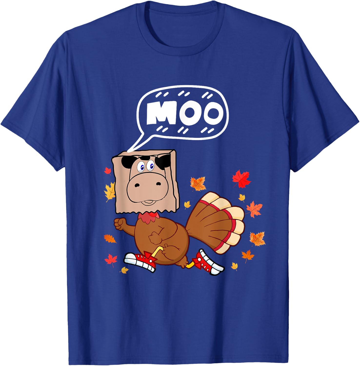 Thanksgiving 2022 Funny Fake Cow Moo Thanksgiving Turkey T-Shirt - T-Shirt | Royal