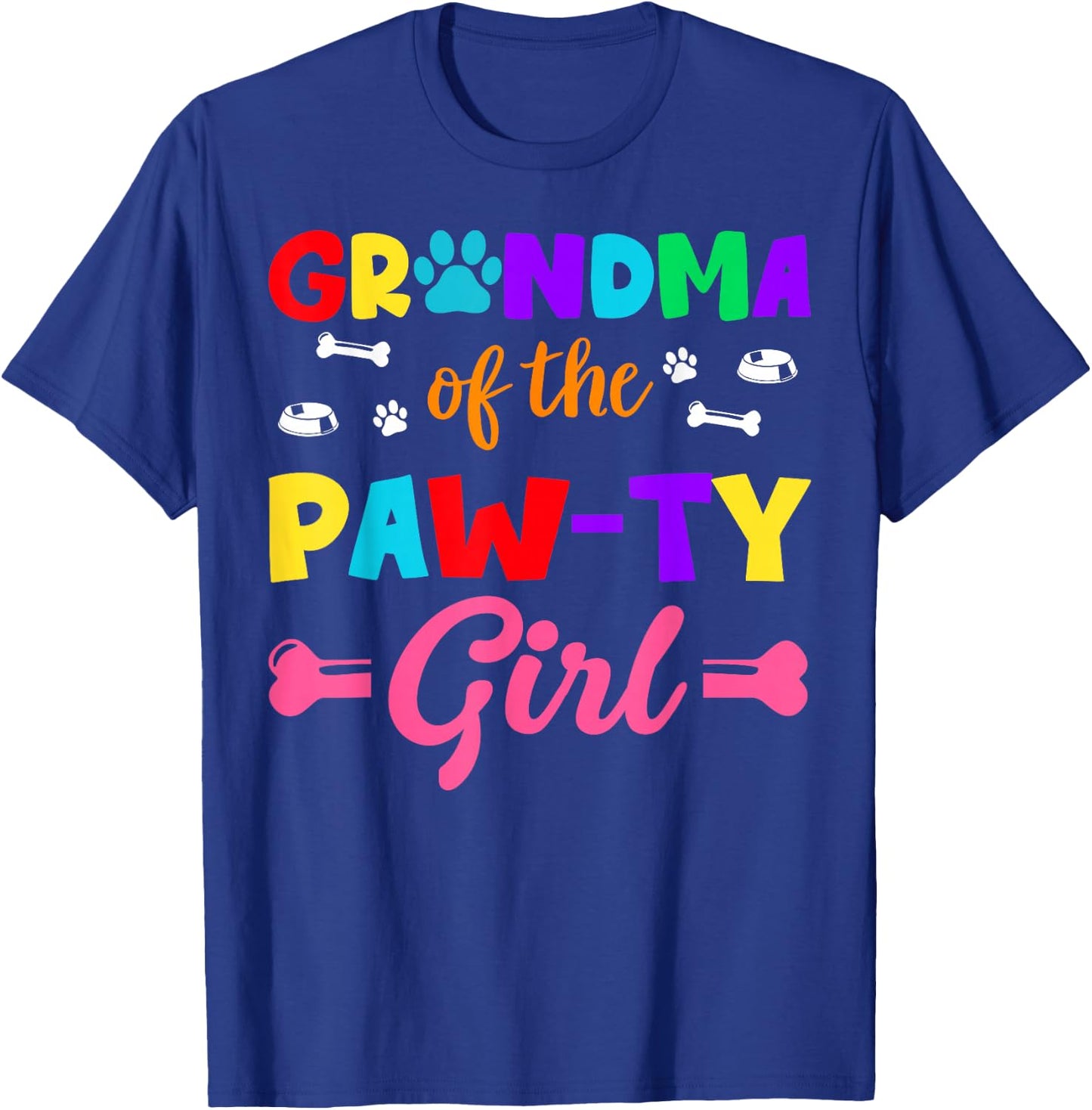 Grandma of The Paw-ty Girl Dog Family Matching Party T-Shirt - T-Shirt | Royal