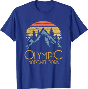 Retro Olympic National Park Washington Mountains T-Shirt - T-Shirt | Royal