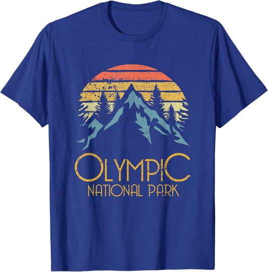 Retro Olympic National Park Washington Mountains T-Shirt - T-Shirt | Royal