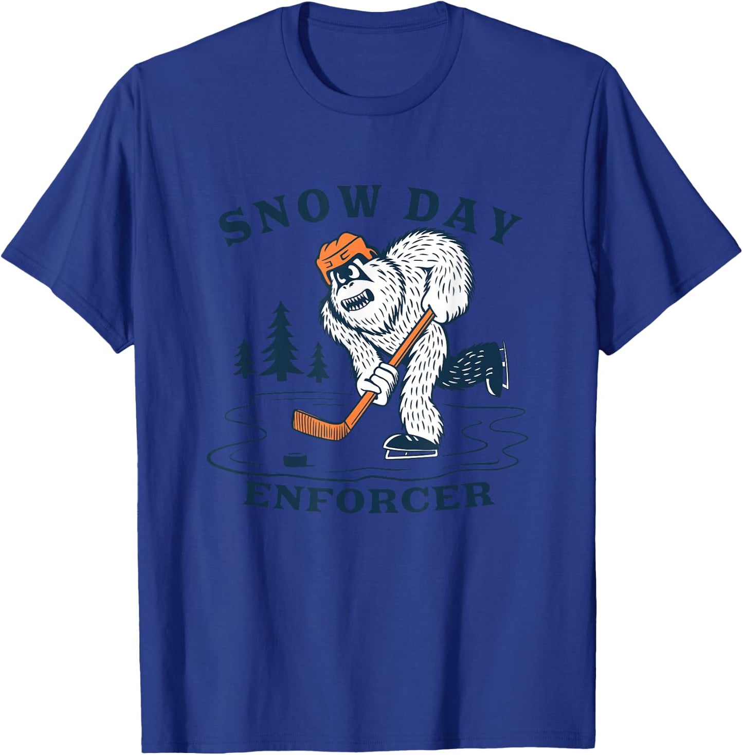 Snow Day Enforcer Abominable Snowman Hockey Player T-Shirt - T-Shirt | Royal