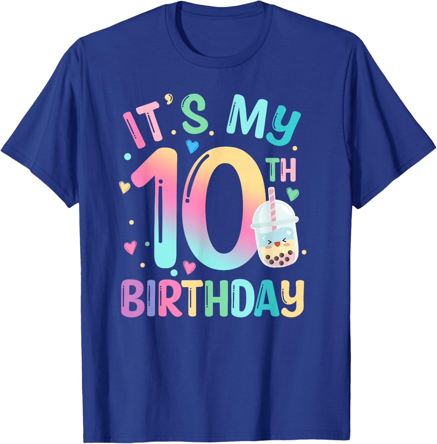 It's My 10th Birthday Bubble Boba Tea Party 10 Year Old Girl T-Shirt - T-Shirt | Royal