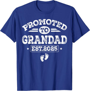 Promoted To Grandad Est 2025 First Time New Grandad T-Shirt - T-Shirt | Royal