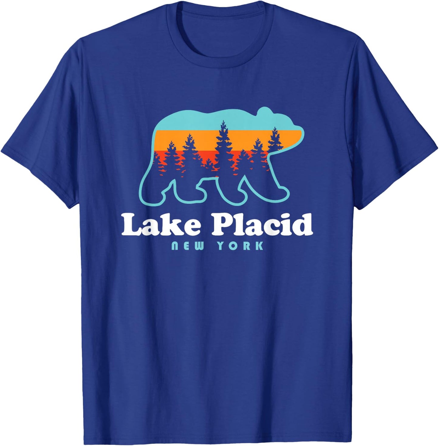 Lake Placid NY Adirondacks Bear Adirondack Hiking T-Shirt - T-Shirt | Royal