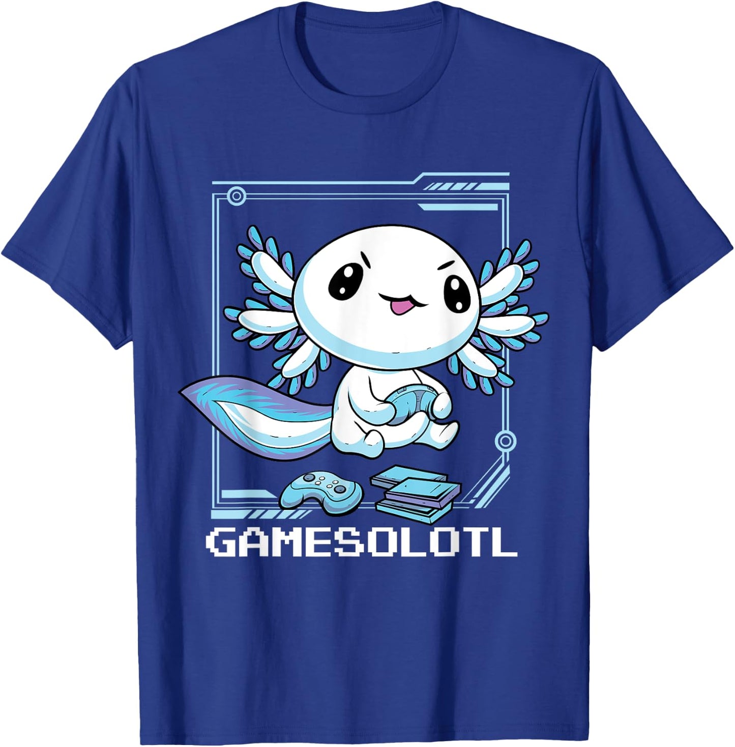 Gamer Axolotl Gamesolotl Fish Gaming Video Gamer Anime T-Shirt - T-Shirt | Royal