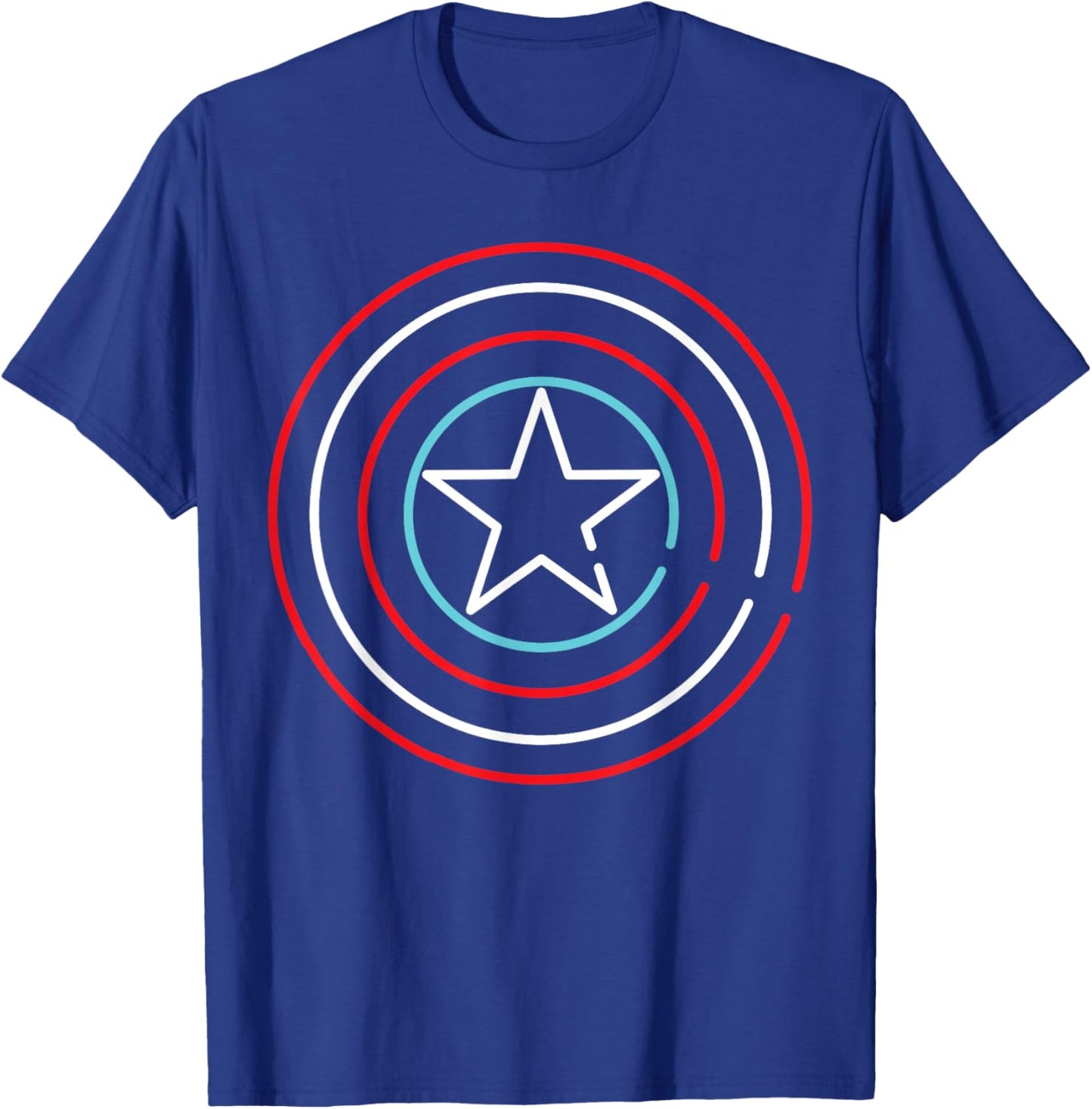 Marvel Super Heroes Neon Light Sign Captain America Shield T-Shirt - T-Shirt | Royal