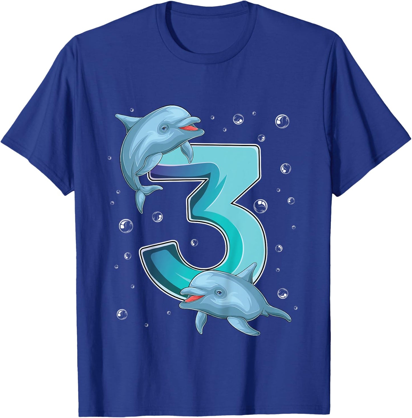 3 Year Old Dolphin 3rd Birthday Girl Party Dolphin Lover T-Shirt - T-Shirt | Royal