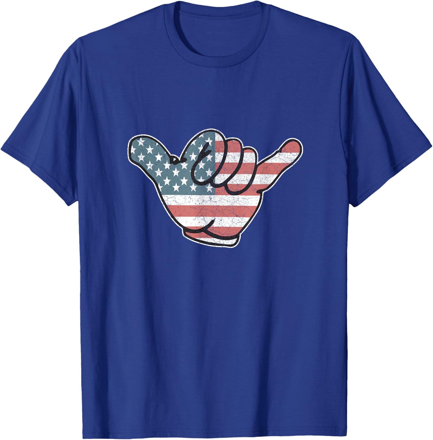 American Flag Vintage Cool Loose Hand Hang Shocker Gesture Women Men T-Shirt - T-Shirt | Royal