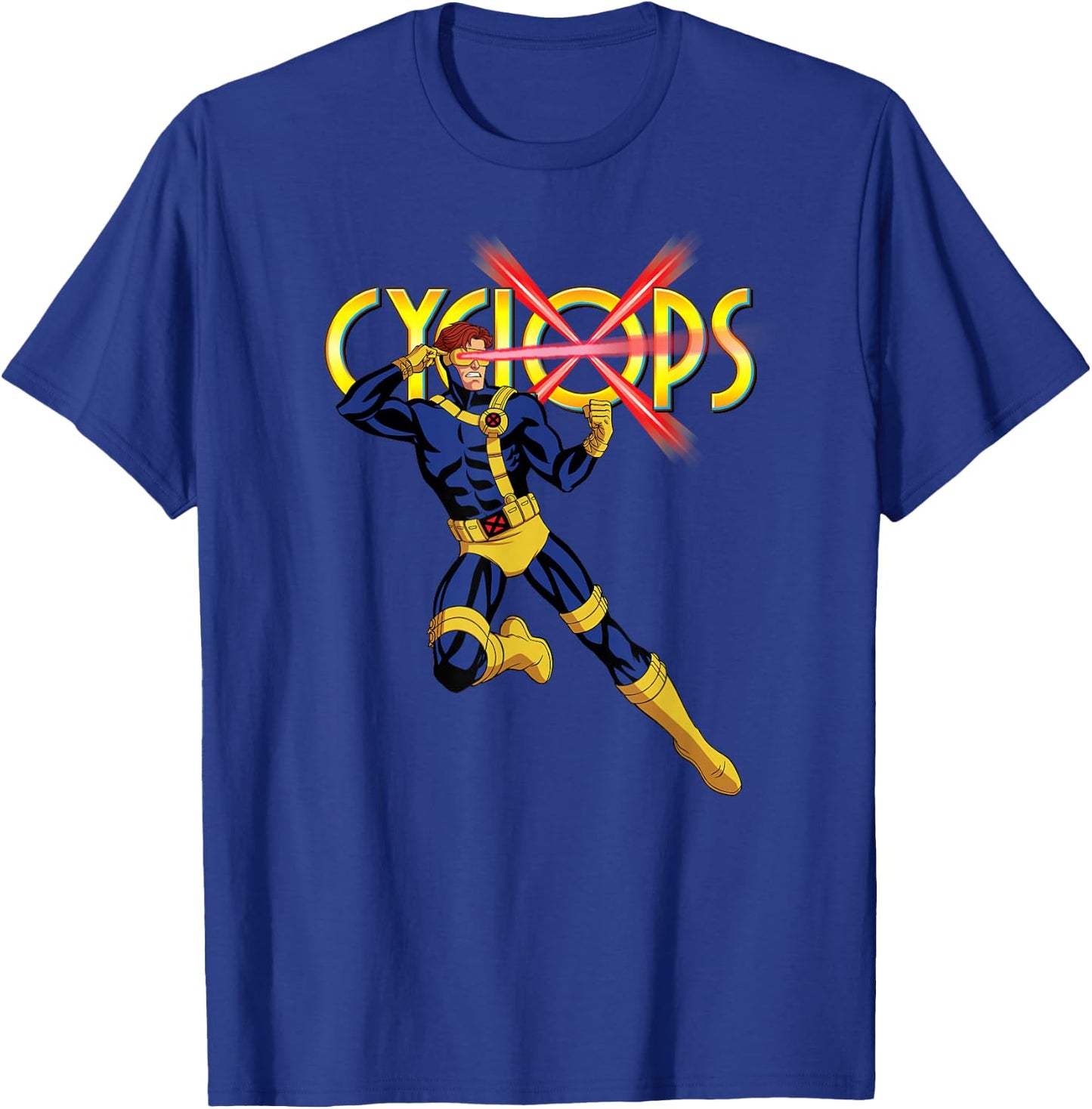 Marvel X-Men '97 Animated Series Cyclops and Logo 2-Sided T-Shirt - T-Shirt | Royal