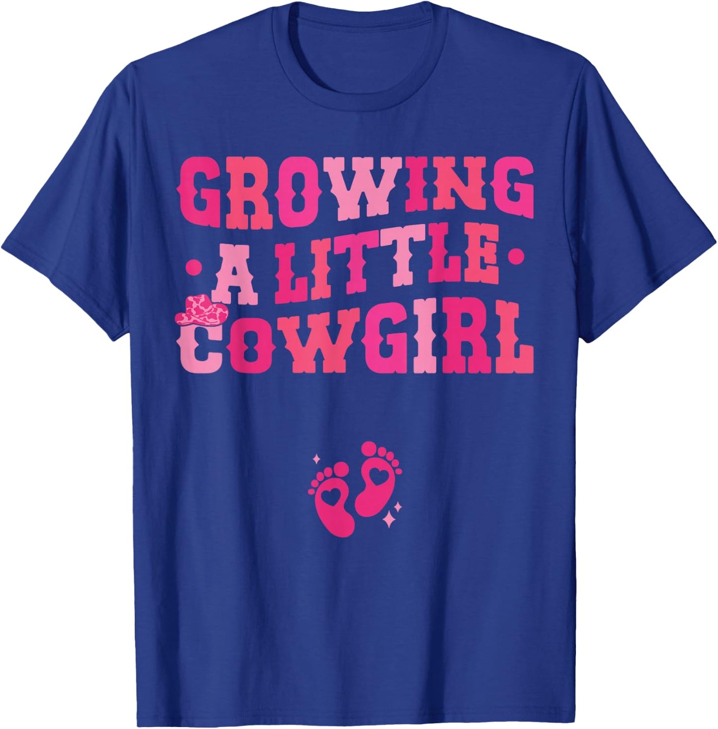 Country Pregnancy Announcement Apparel Co. Growing a Little Cowgirl - Black X-Small Short Sleeve T-Shirt - T-Shirt | Royal