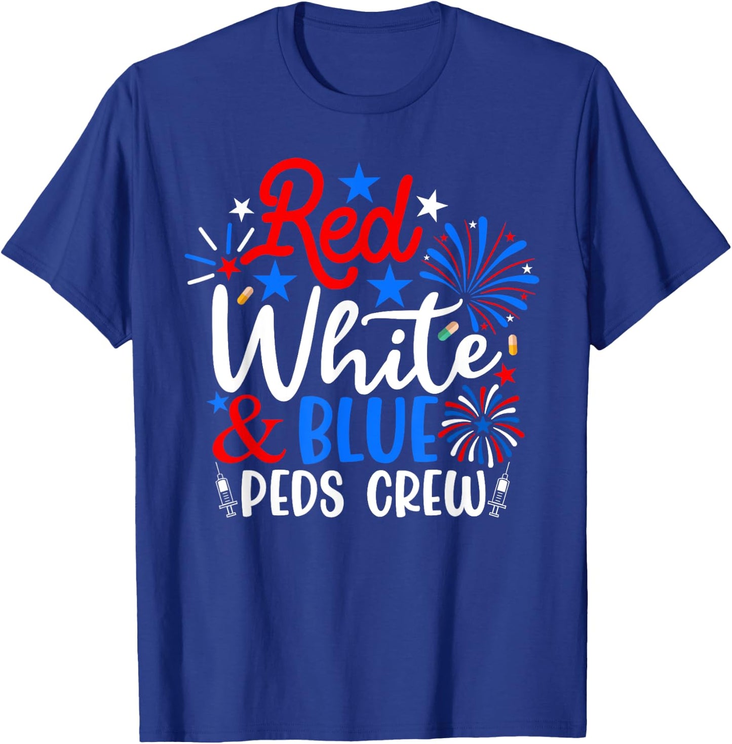 Red White And Blue PEDS Crew Funny 4th Of July Nurse Men T-Shirt - T-Shirt | Royal