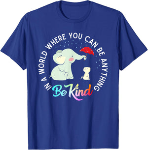 in World Where You Can Be Anything Be Kind Elephant Umbrella T-Shirt - T-Shirt | Royal