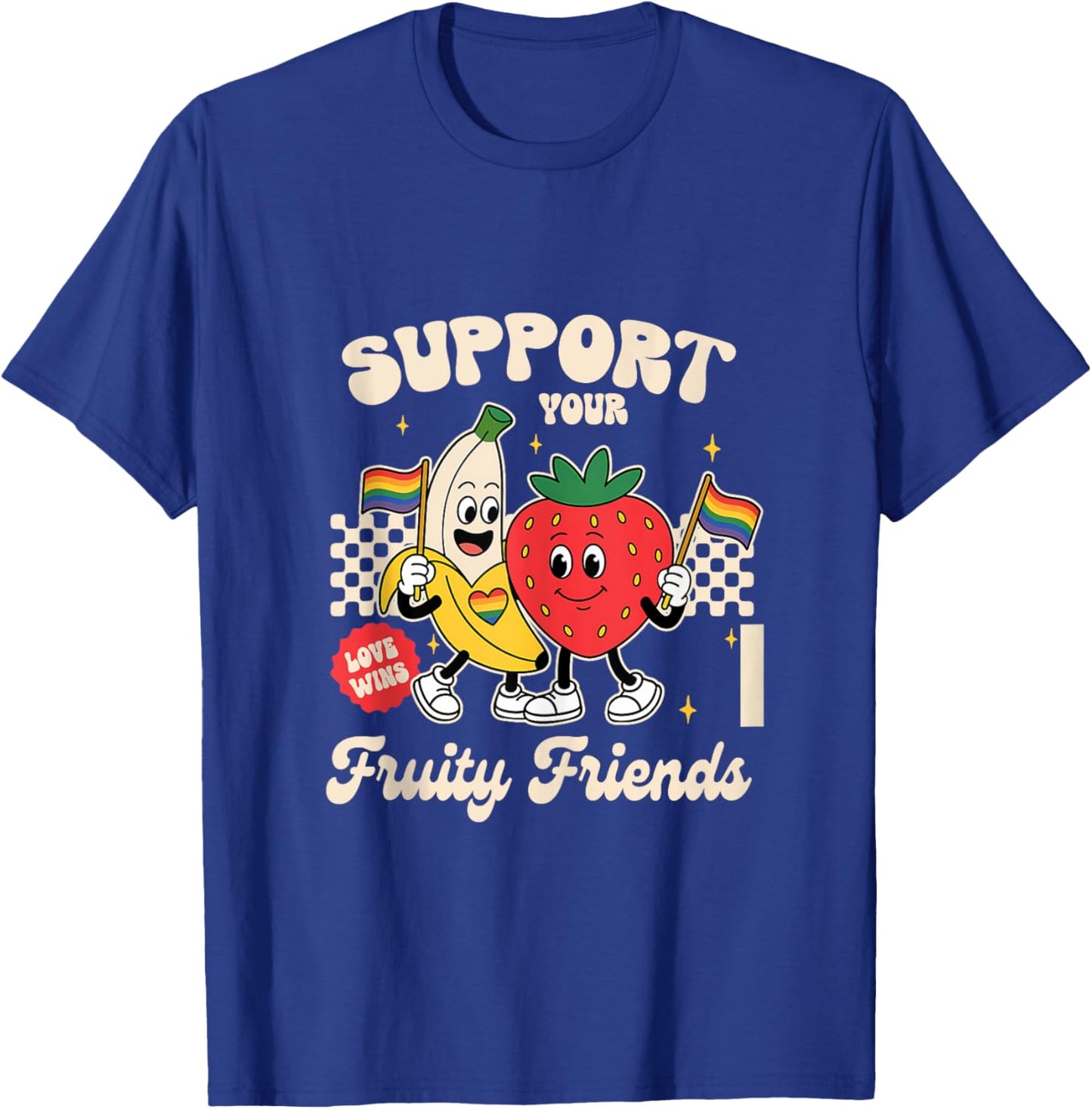 LGBT Pride Banana Strawberry Support Your Fruity Friends T-Shirt - T-Shirt | Royal