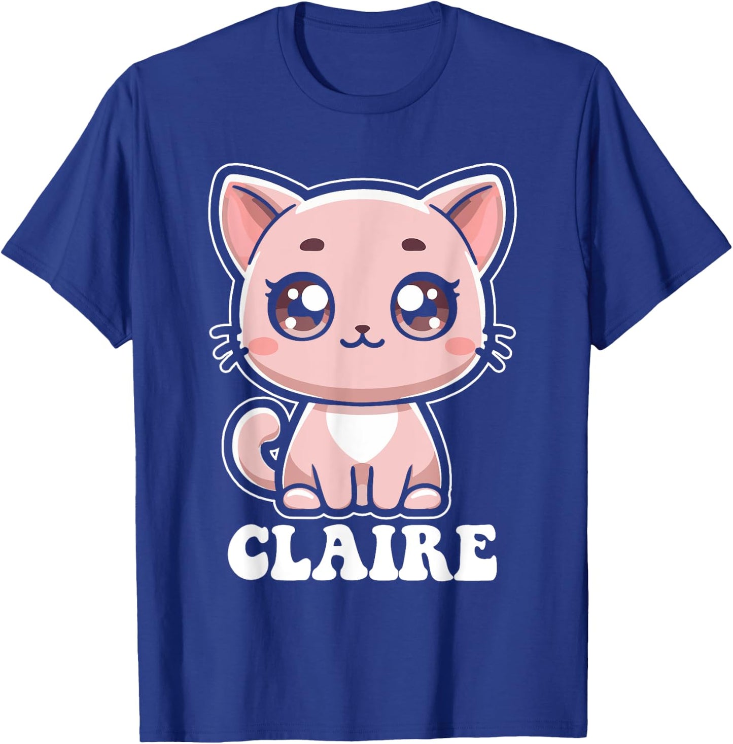Claire Cute Cat Kitten Design for Girls Name Claire T-Shirt - T-Shirt | Royal