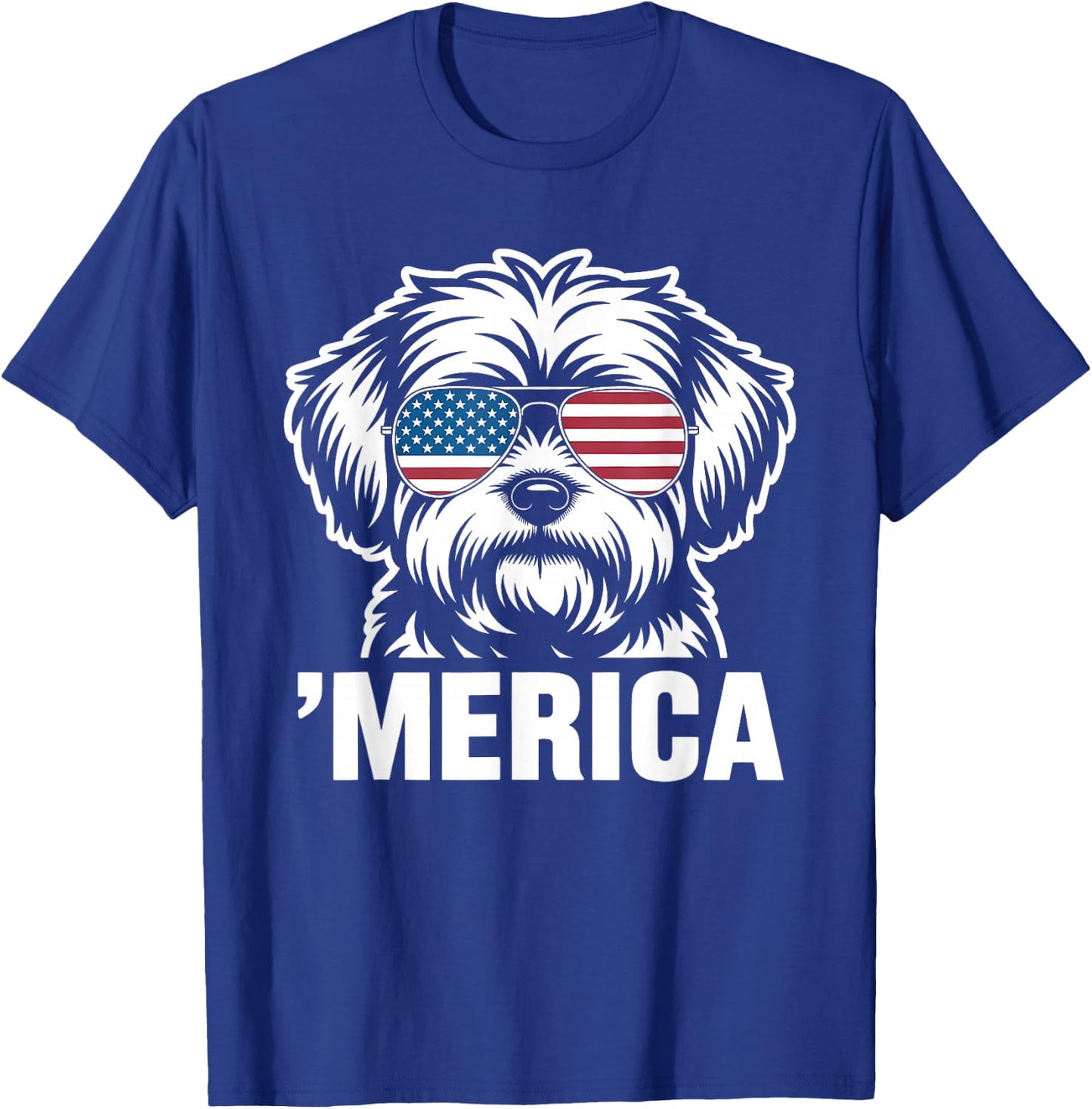 Patriotic USA American Flag 4th of July Maltese T-Shirt - T-Shirt | Royal
