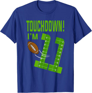 Football Player Touchdown I'm 11 Football Birthday T-Shirt - T-Shirt | Royal