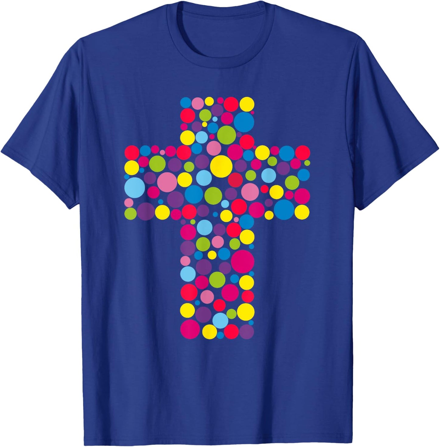 Happy Dot Day Colorful Cross For Christian Creators T-Shirt - T-Shirt | Royal