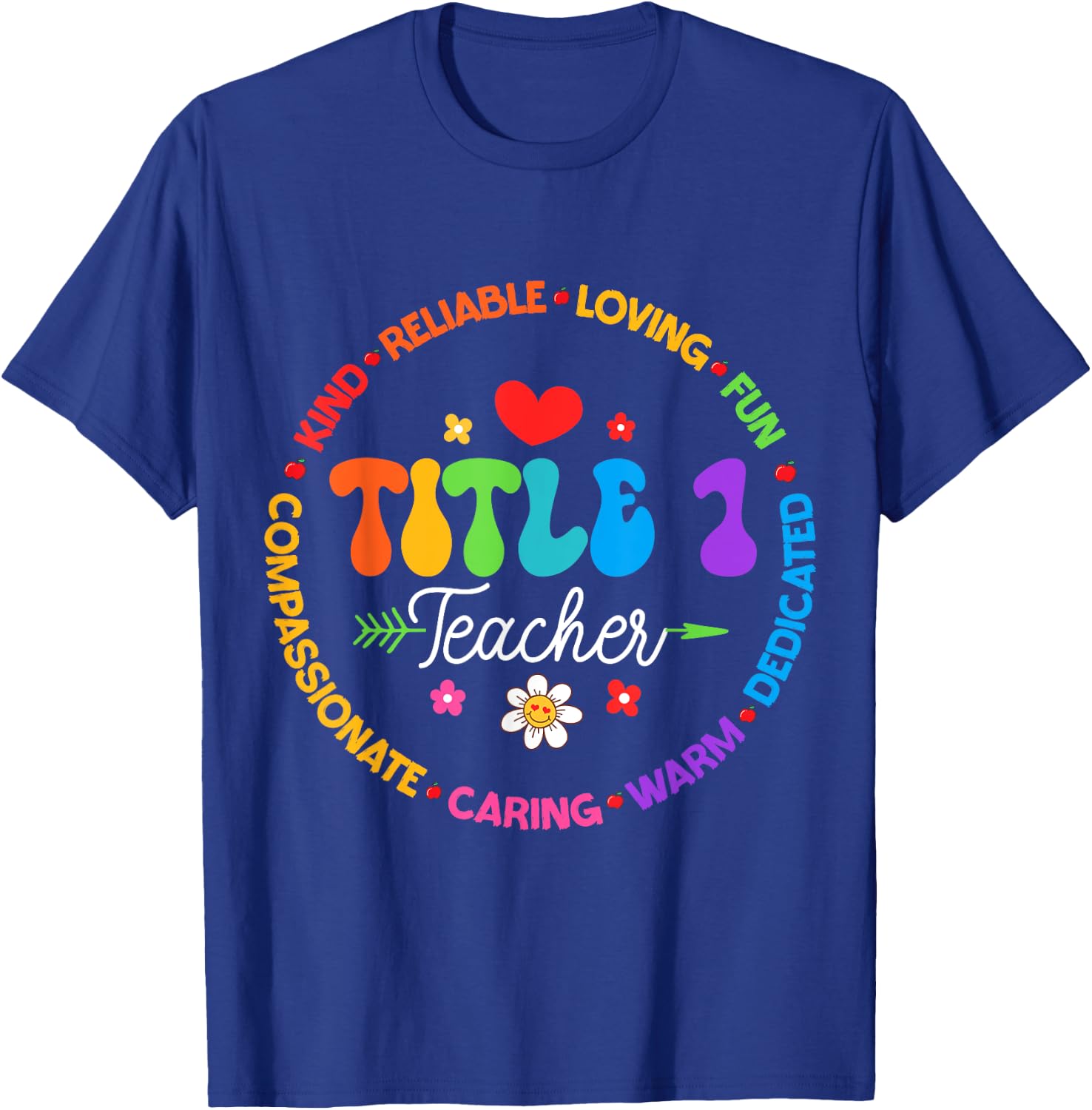 Groovy Title 1 teacher squad cute title 1 Reading T-Shirt - T-Shirt | Royal