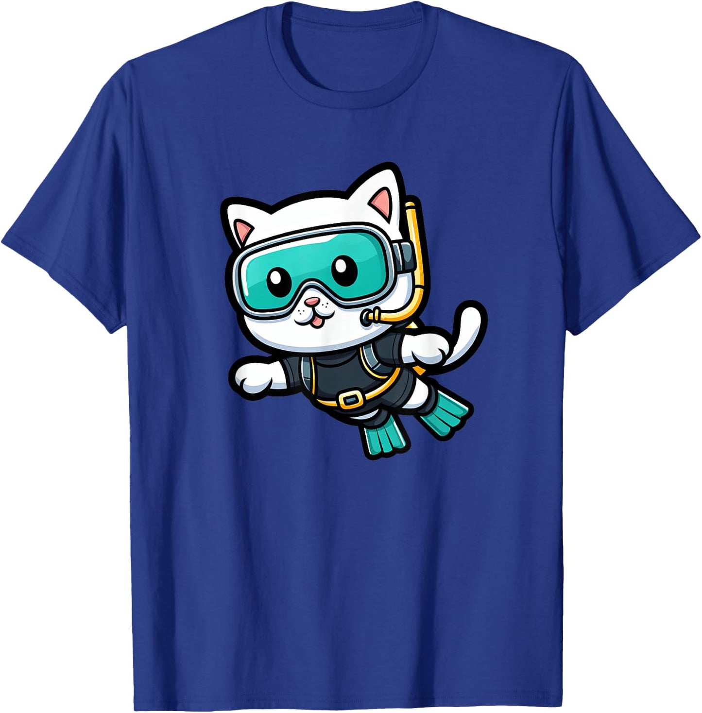White Cat Scuba Diving Pet Funny Snorkeling Men Women Girls Kids T-Shirt - T-Shirt | Royal