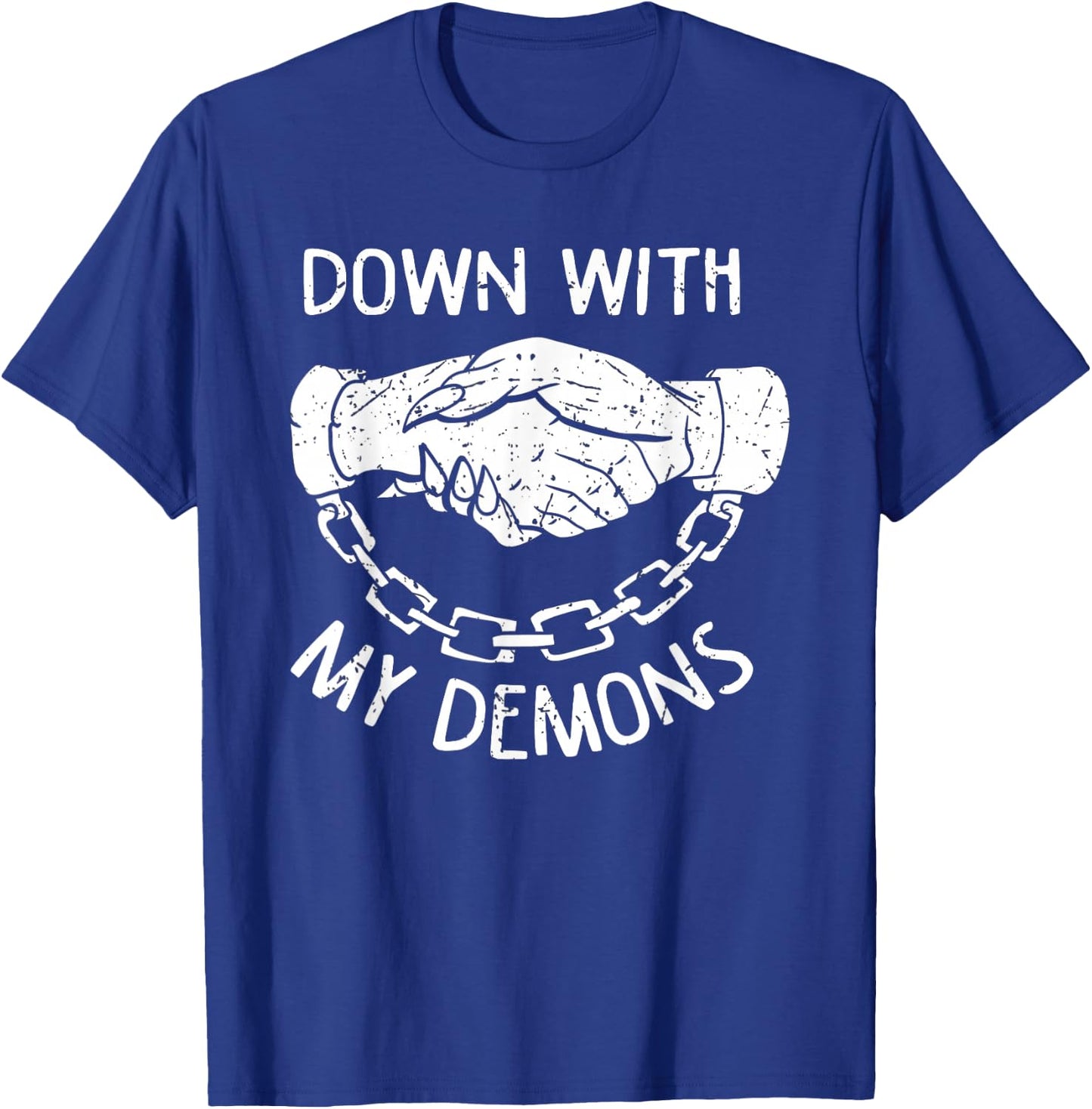 Down With My Demons Deal Handshake Aesthetic Goth T-Shirt - T-Shirt | Royal