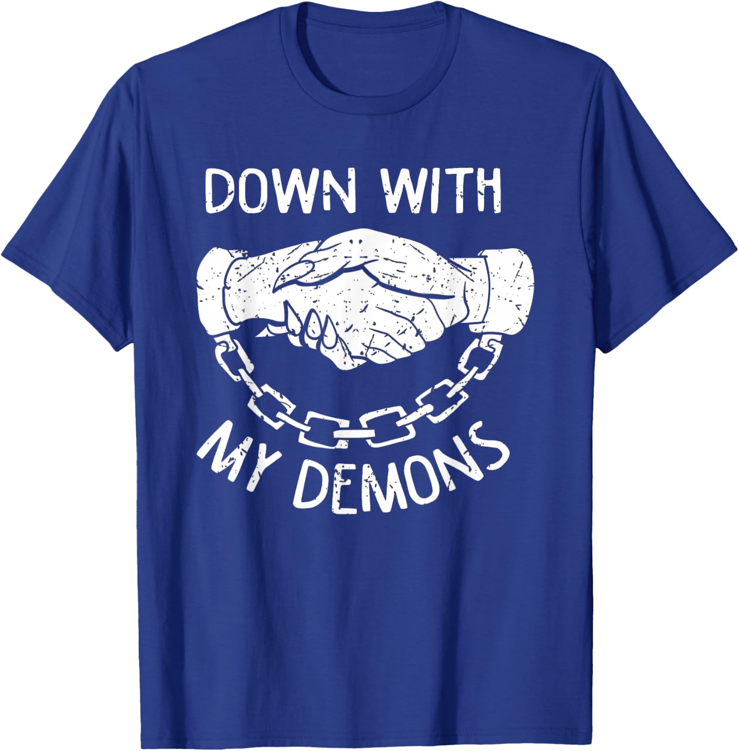 Down With My Demons Deal Handshake Aesthetic Goth T-Shirt - T-Shirt | Royal