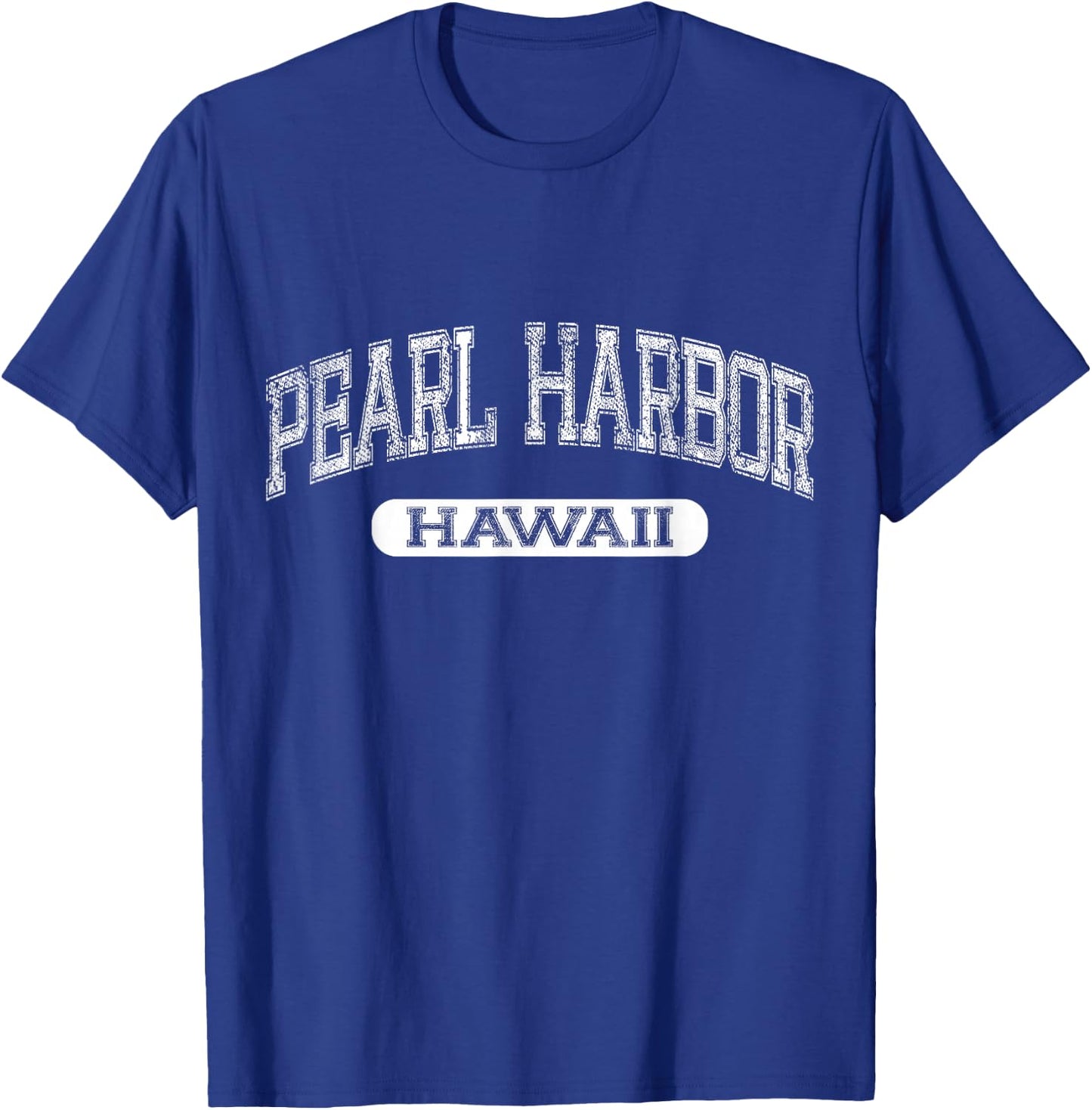 Vintage Pearl Harbor Hawaii Varsity Text University Font T-Shirt - T-Shirt | Royal