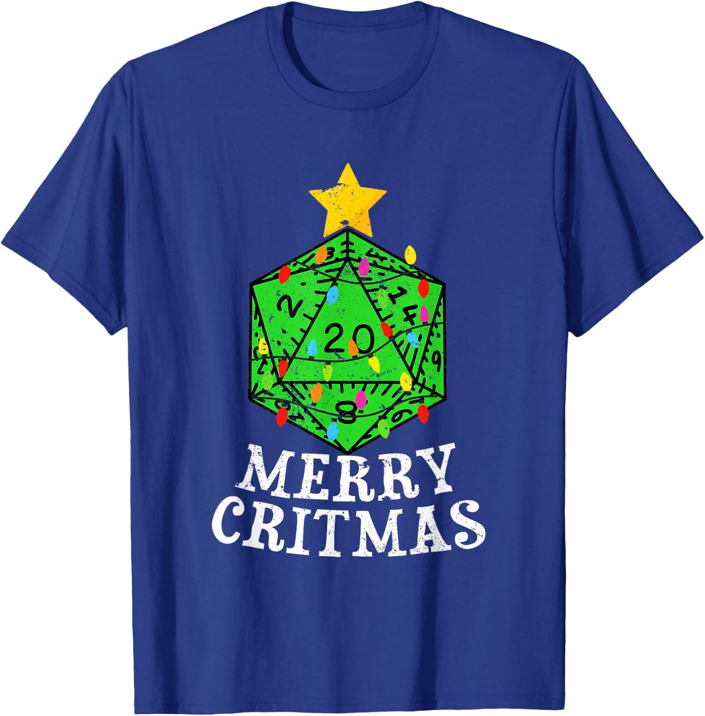 Merry Critmas D20 RPG Christmas Tree RPG Gamer Gaming Xmas T-Shirt - T-Shirt | Royal