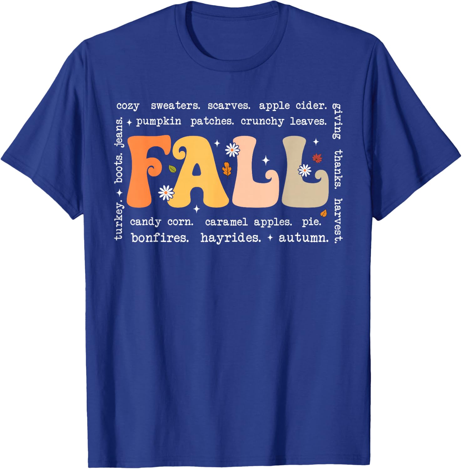 Fall Words Hello Fall Autumn Thanksgiving Pumpkin Season T-Shirt - T-Shirt | Royal