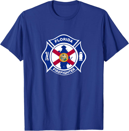 Florida Fire Department Firefighters Firemen T-Shirt - T-Shirt | Royal