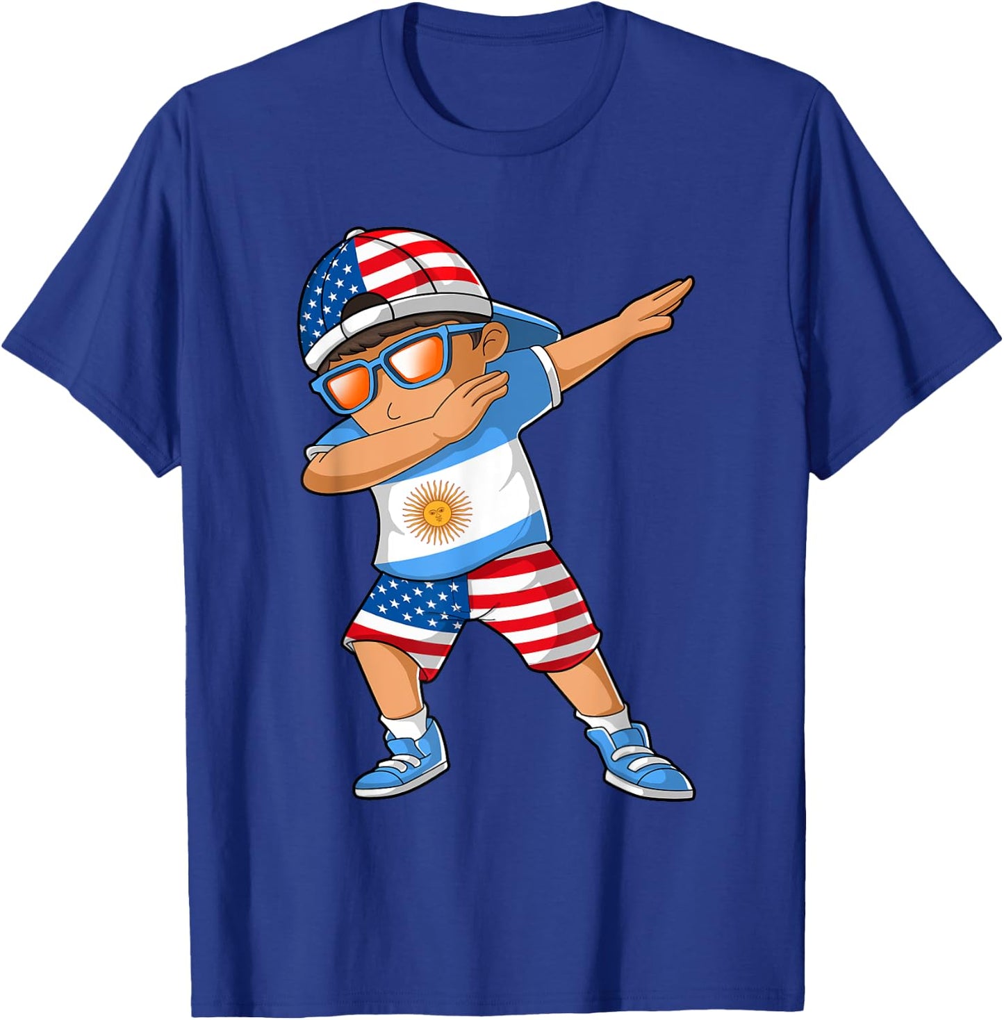 Half American Half Argentinian Boy Kid Argentina Flag T-Shirt - T-Shirt | Royal