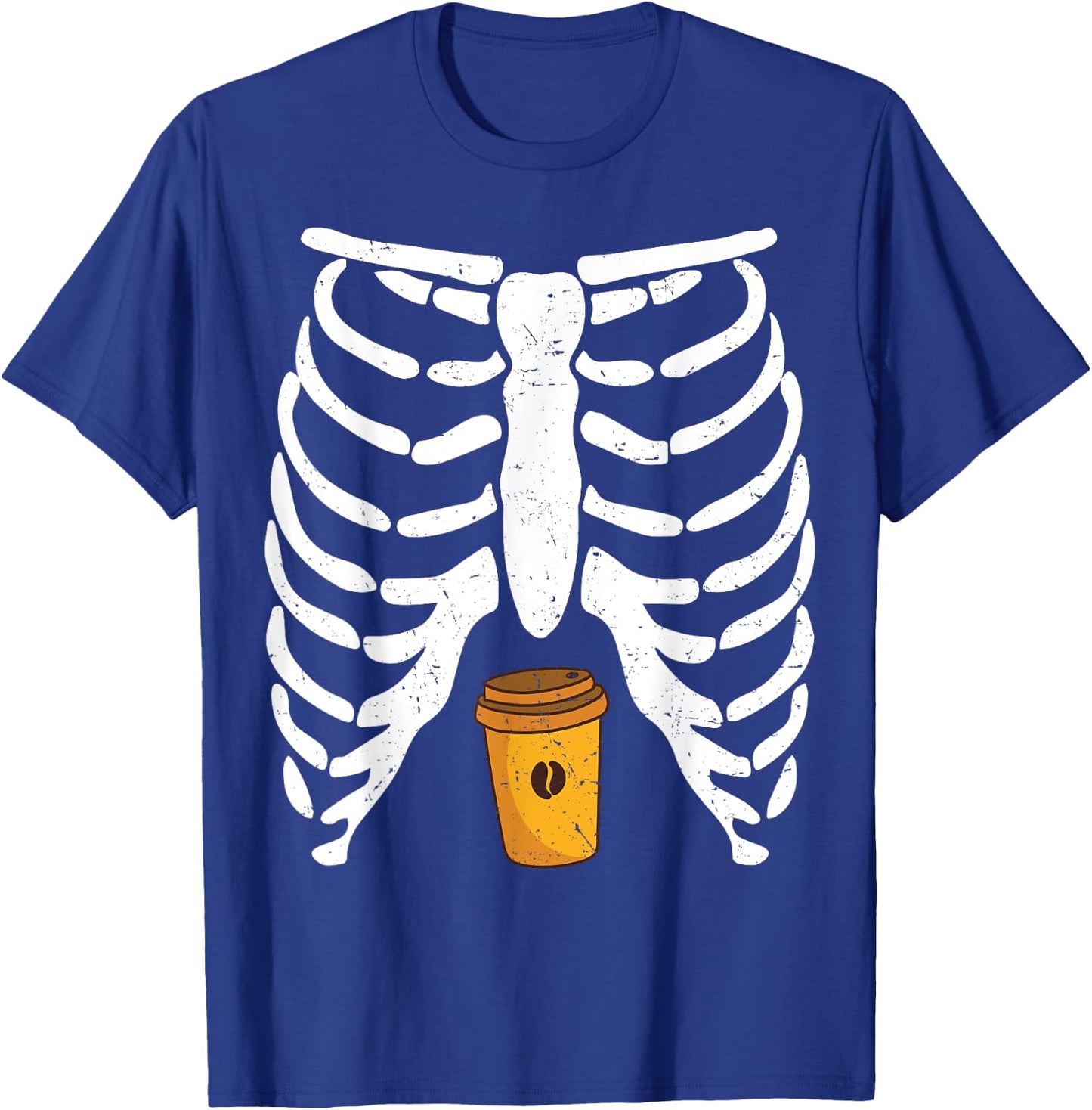 Halloween Rib Cage Coffee Lover Skeleton Funny Girls T-Shirt - T-Shirt | Royal