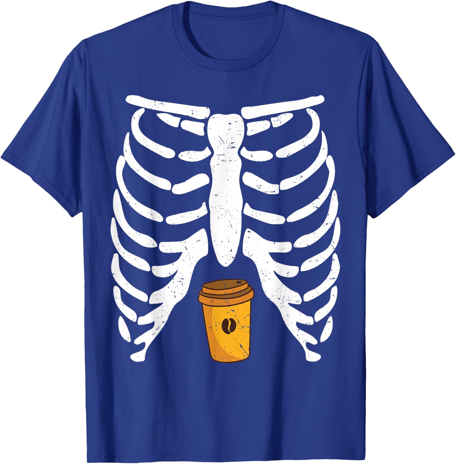 Halloween Rib Cage Coffee Lover Skeleton Funny Girls T-Shirt - T-Shirt | Royal